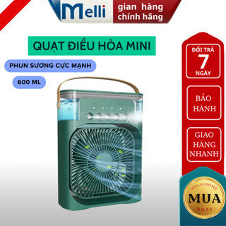 Quạt điều hòa mini MELLI phun sương cực mạnh quạt  để bàn phun hơi nước 3 chế độ có đèn led tích hợp