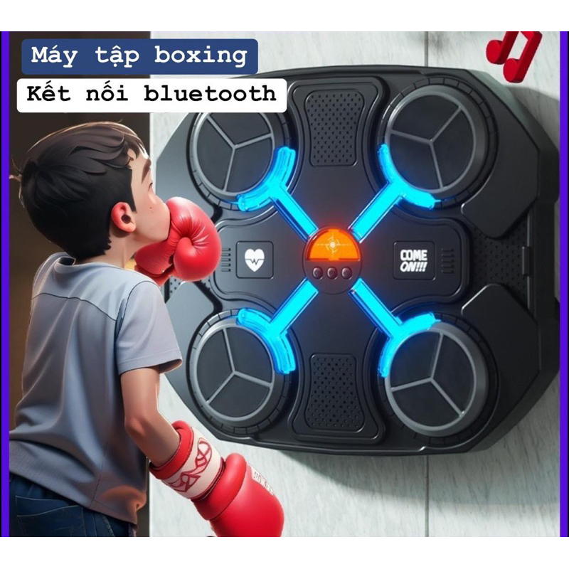 Máy tập boxing gắn tường, kết nối bluetooth, phát nhạc đèn, tăng vận động và rèn phản xạ