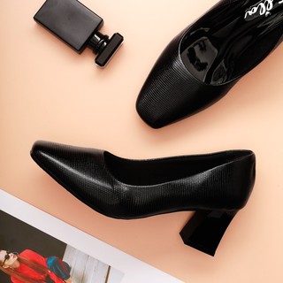Giày cao gót 5cm đính nơ, gót vuông ELLA siêu đẹp -