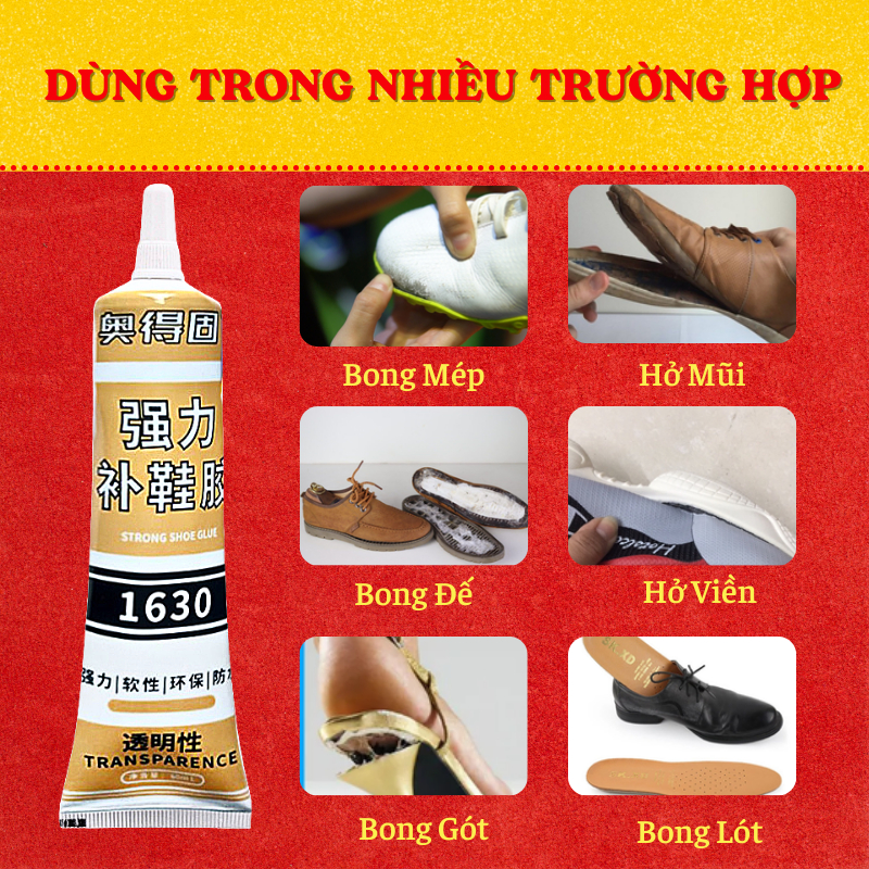 Keo Dán Giày Siêu Dính - Keo Dán Giày Dép Chuyên Dụng 1630 Aodegu 60 ml - Dính Siêu Chắc, Kèm Phụ Kiện