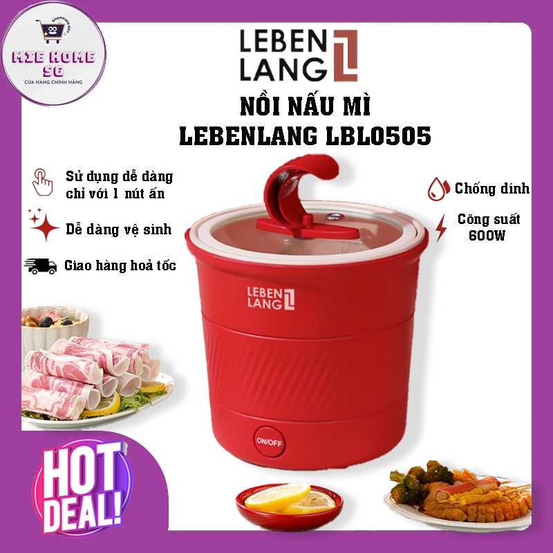 Nồi Nấu Mì Đa Năng Lebenlang LBL0505 - Nấu Nhanh Chín - Vỏ Cách Nhiệt Cực An Toàn - Dung Tích Nhỏ Gọ