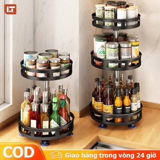 Kệ gia vị xoay 1/2/3 tầng inox lt kệ đựng gia vị nhà bếp 360 độ