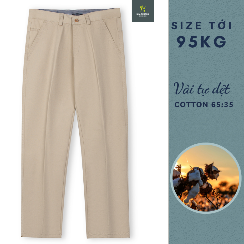 quần kaki nam trung niên ống suông vải cotton dày loại quần dài kaki trung niên form rộng ống suông QKAKI21