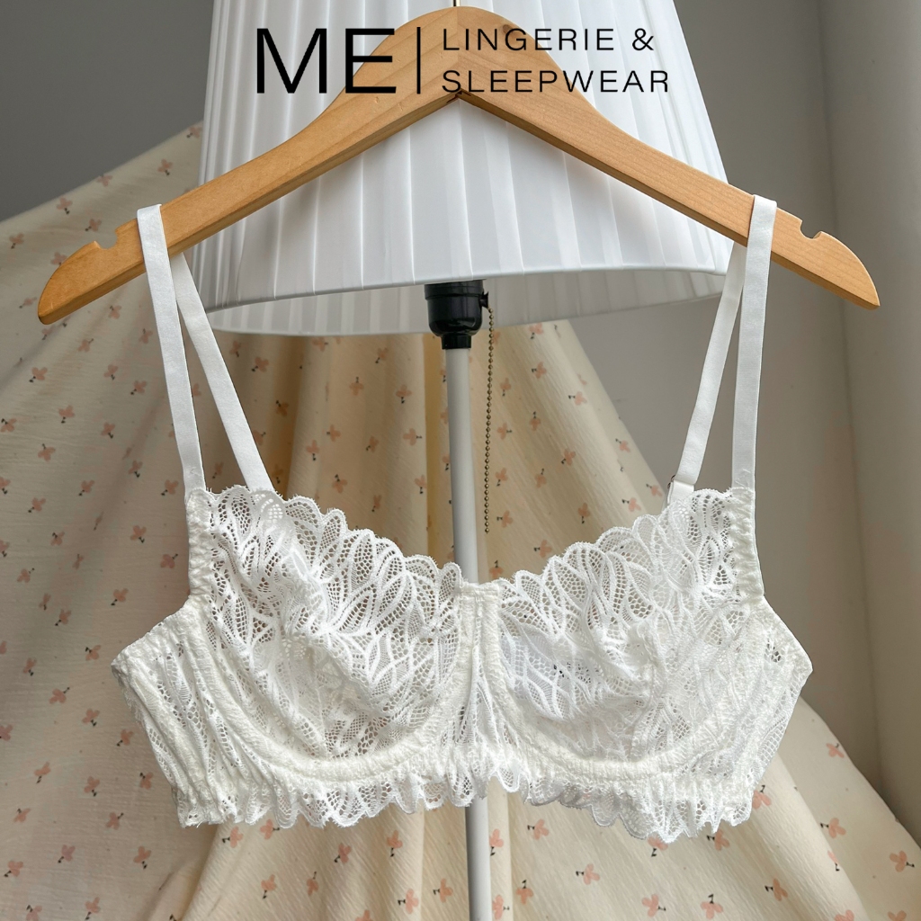 Áo lót ren có gọng quả chéo không mút không lót mỏng gợi cảm có móc lưng và tăng đưa điều chỉnh Melingerie &Sleepwear