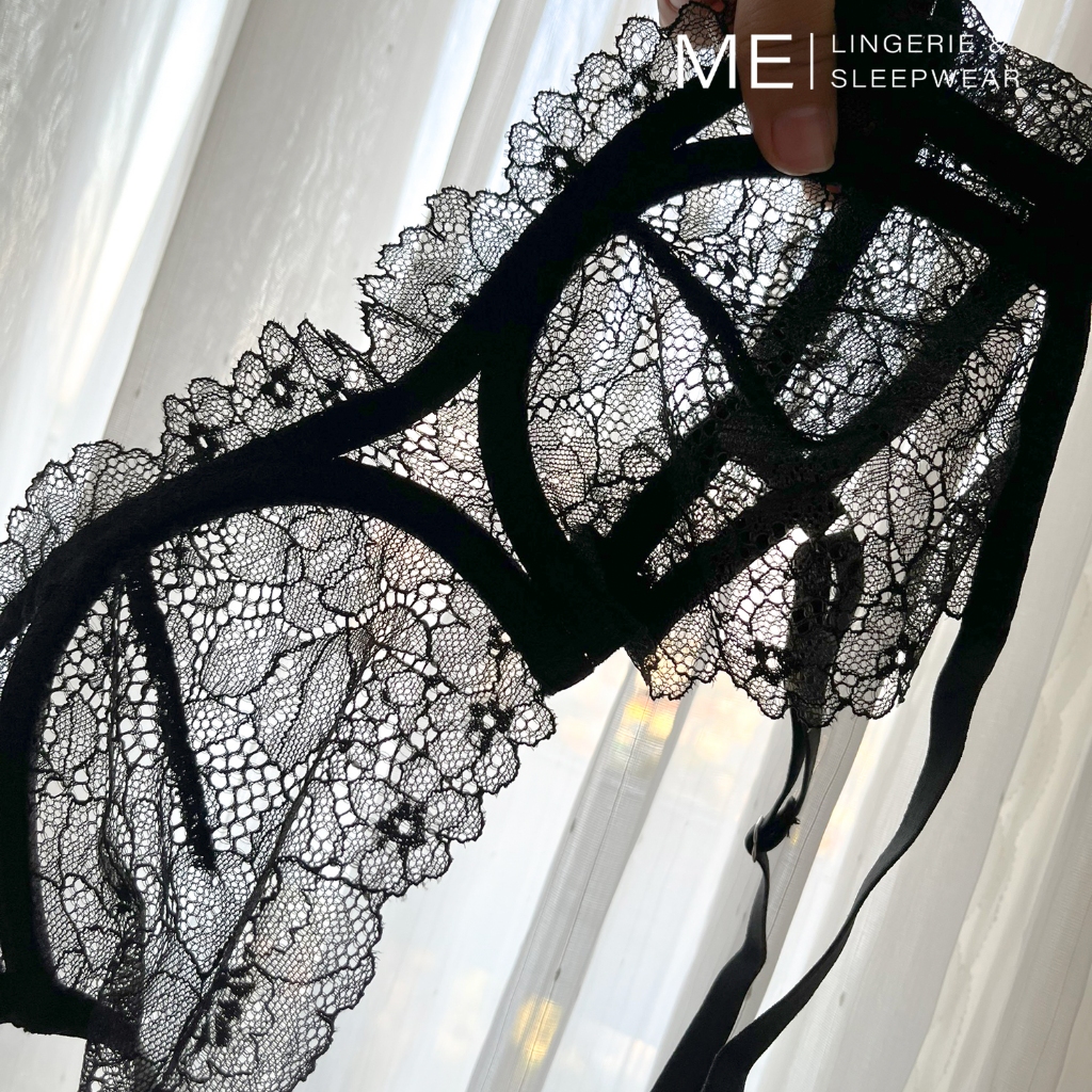 Áo lót ren có gọng quả chéo không mút không lót mỏng gợi cảm có móc lưng và tăng đưa điều chỉnh Melingerie &Sleepwear