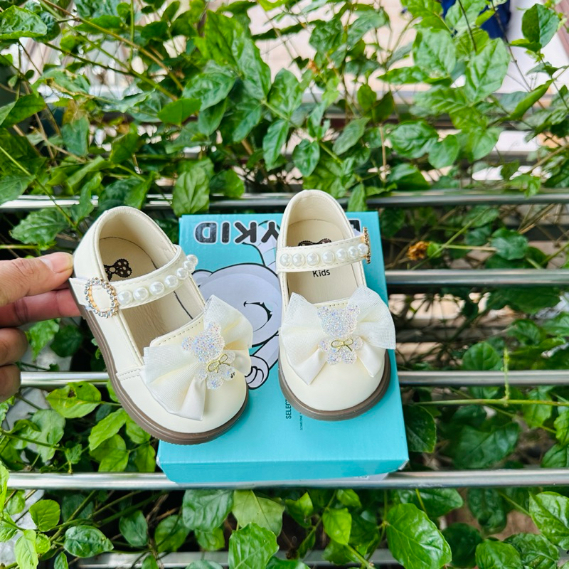 Giày búp bê Nơ Gấu HOT 2024 mã M-9 Quảng Châu cao cấp cho bé gái từ 6 tháng đến 3 tuổi