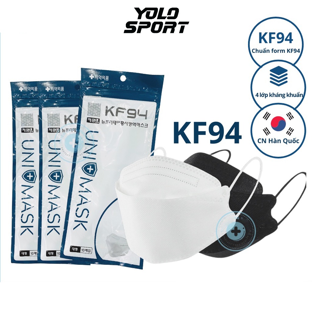 Set 10 Khẩu Trang KF94 Uni Mask 4 Lớp Kháng Khuẩn Y Tế Chống Bụi Mịn Công Nghệ Kiểu Dáng 4D Hàn Quốc Chính Hãng Cao Cấp