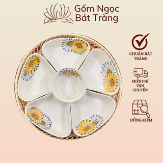 Bộ bát cúng gia tiên gốm sứ Bát Tràng, khay đựng bánh kẹo thờ cúng,bộ bát đĩa thờ cúng,bộ bát đĩa thắp hương cánh đào