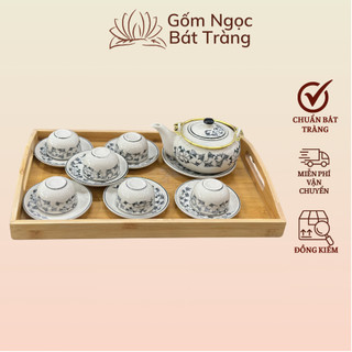 Ấm chén pha chè, ấm chén gốm sứ bát tràng, ấm chén uống trà, ấm chén tử sa gốm ngọc