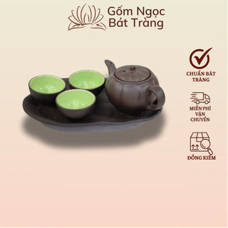 Ấm chén pha chè, ấm chén gốm sứ bát tràng, ấm chén uống trà, ấm chén tử sa gốm nhà lò