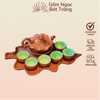 Ấm chén pha chè, ấm chén gốm sứ bát tràng, ấm chén uống trà, ấm chén tử sa gốm nhà lò
