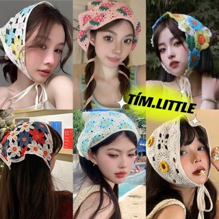 [Tím.Little] KHĂN BANDANA LEN ĐAN MÓC TURBAN ĐA NĂNG, CỘT TÓC ĐEO CỔ ĐEO TAY, CARO CÚC