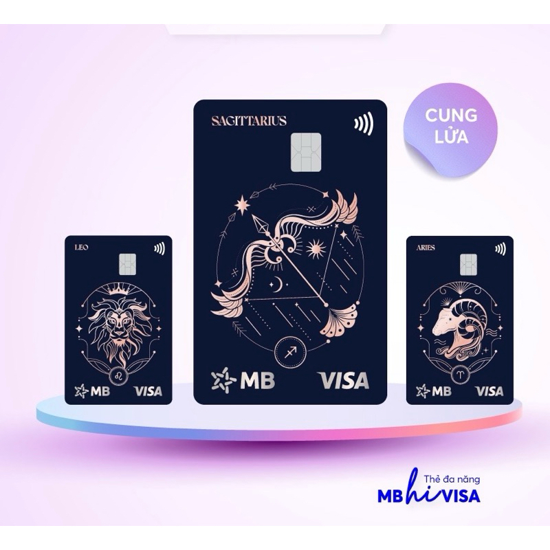 Dịch vụ phát hành thẻ MB Hi Visa Collection - Phiên bản CHĐ Bạch Dương, Nhân Mã, Sư Tử