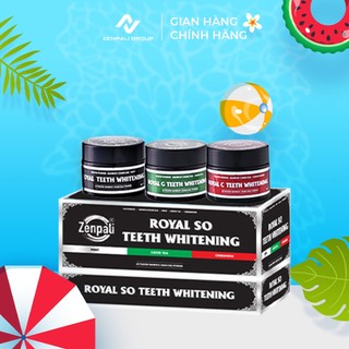 Combo 3 Hộp Bột Than Tre Hoạt Tính Trắng Răng Royal Zenpali Trắng Răng Thiên Nhiên- (Tặng 1 bàn chải điện)