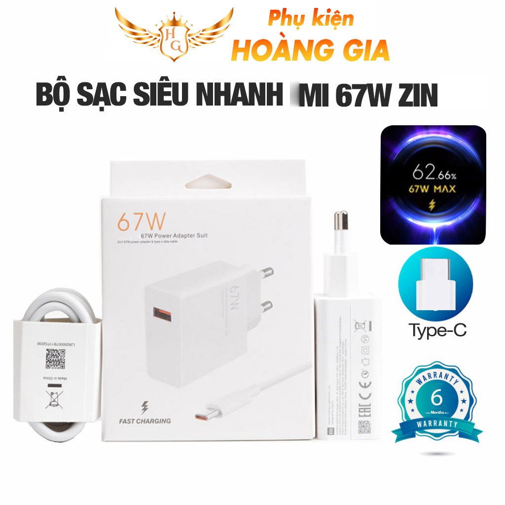 Bộ sạc nhanh 67W Goteca dành cho Xiaomi Redmi Sạc nhanh Mi Charge Turbo dây sạc Xiaomi Type C