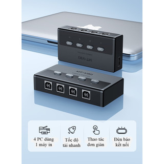 Bộ chia máy in 1 ra 4 MT-VIKI MT-SW241 bốn máy tính dùng một máy in, tặng 4 cáp usb
