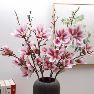 Hoa giả decor Hoa mộc lan 5 bông trang trí cao 100cm
