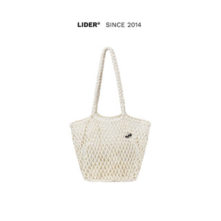 Lider boujee crochet net tote bag - white/black