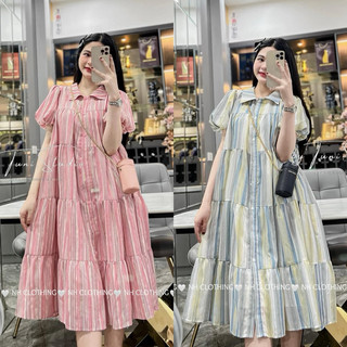 Váy xuông thiết kế [ NH clothing chuẩn ] mềm mại sọc sơmi babydoll