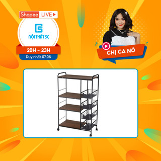 Kệ nhà bếp để đồ đa năng thông minh kệ để lò vi sóng 3 4 tầng thép carbon không rỉ, có bánh xe di chuyển tiện lợi