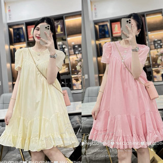 Váy xuông thiết kế [ NH clothing chuẩn ] mềm mại voan tơ cổ xếp cúc đá