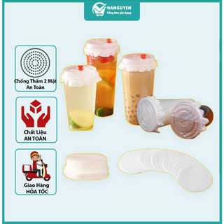 Set 500 tờ giấy chống tràn trà sữa, giấy lót chống tràn ly đồ uống mang đi chống rò rỉ cho cốc ly giấy, nhựa pp, nhựa pe