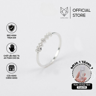 Nhẫn Bạc Ta Cao Cấp CaoBac Silver Chuỗi Năm Đá Đơn GIản Dành Tặng Riêng Cho Bạn Gái