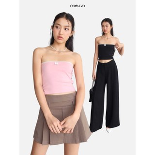 Áo ống nữ ôm dáng viền ren đính kết nơ nhỏ đáng yêu MIEU - LM14