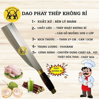 Dao phay thép trắng không rỉ. chặt dừa , chặt gà vịt sắc bén .