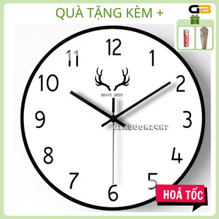 [TẶNG PIN] Đồng hồ treo tường hình tròn, đồng hồ treo tường 25cm, đồng hồ treo tường kim trôi