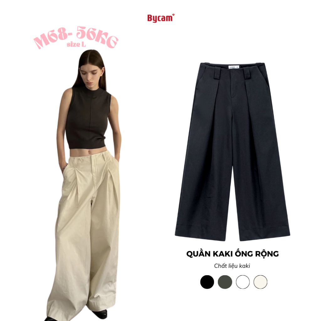Quần Kaki Ống Rộng 𝑩𝒚𝒄𝒂𝒎𝒄𝒂𝒎 Basic Cạp Trễ Phong Cách Châu Âu QTD037 | BigBuy360 - bigbuy360.vn