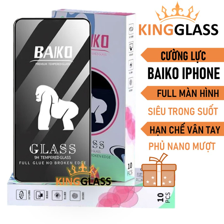 Kính cường lực Baiko cho iphone 6 6s 7 8 6plus 7plus 8plus x xs max xr 11 12 13 14 15 pro max mini se promax xsmax plus