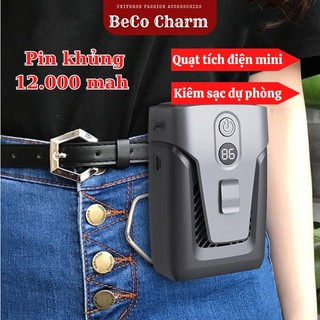 Quạt tích điện quạt mini cầm tay pin khủng dùng 30H, Quạt đeo hông đeo cổ mini cầm tay tích điện pin trâu 12000mAh4 BC3
