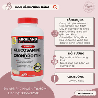 Viên uống bổ khớp Kirkland Glucosamine & Chondroitin 280 viên