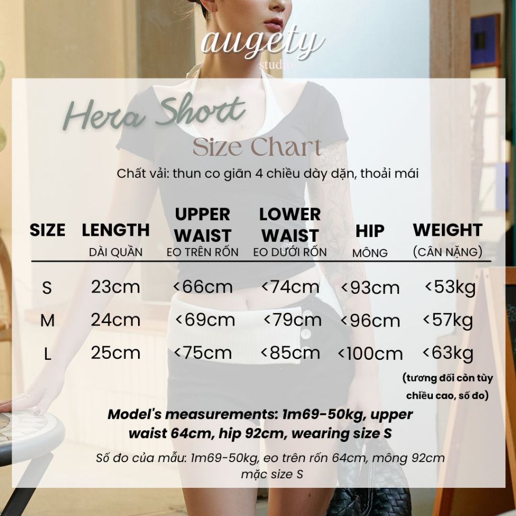 Quần Short Ngắn Cạp Trễ Gập Eo Có Nút Augety Studio, HERA Short | BigBuy360 - bigbuy360.vn