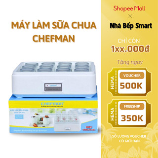 Máy Làm Sữa Chua Chefman 12 Cốc Thủy Tinh, Làm Sữa Chua Tại Nhà, Có Khay Chống Vỡ Cốc, Có Bảo Hành
