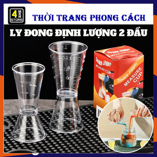 Ly đong định lượng pha chế 2 đầu có chia vạch loại 20/40ml - cốc jigger đong hai đầu chịu nhiệt