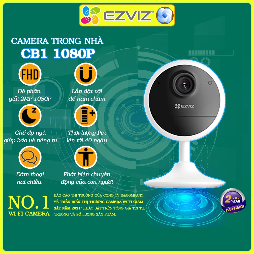 Camera wifi có AI dùng pin Ezviz CB1 chính hãng, đàm thoại 2 chiều, chạy liên tục 2-3h
