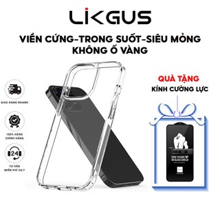 Ốp Lưng Likgus DIAMOND Siêu Mỏng Lưng Cứng Viền Cứng Không Ố Vàng Cho IP 11-12-13-14-15-Pro-Plus-Promax