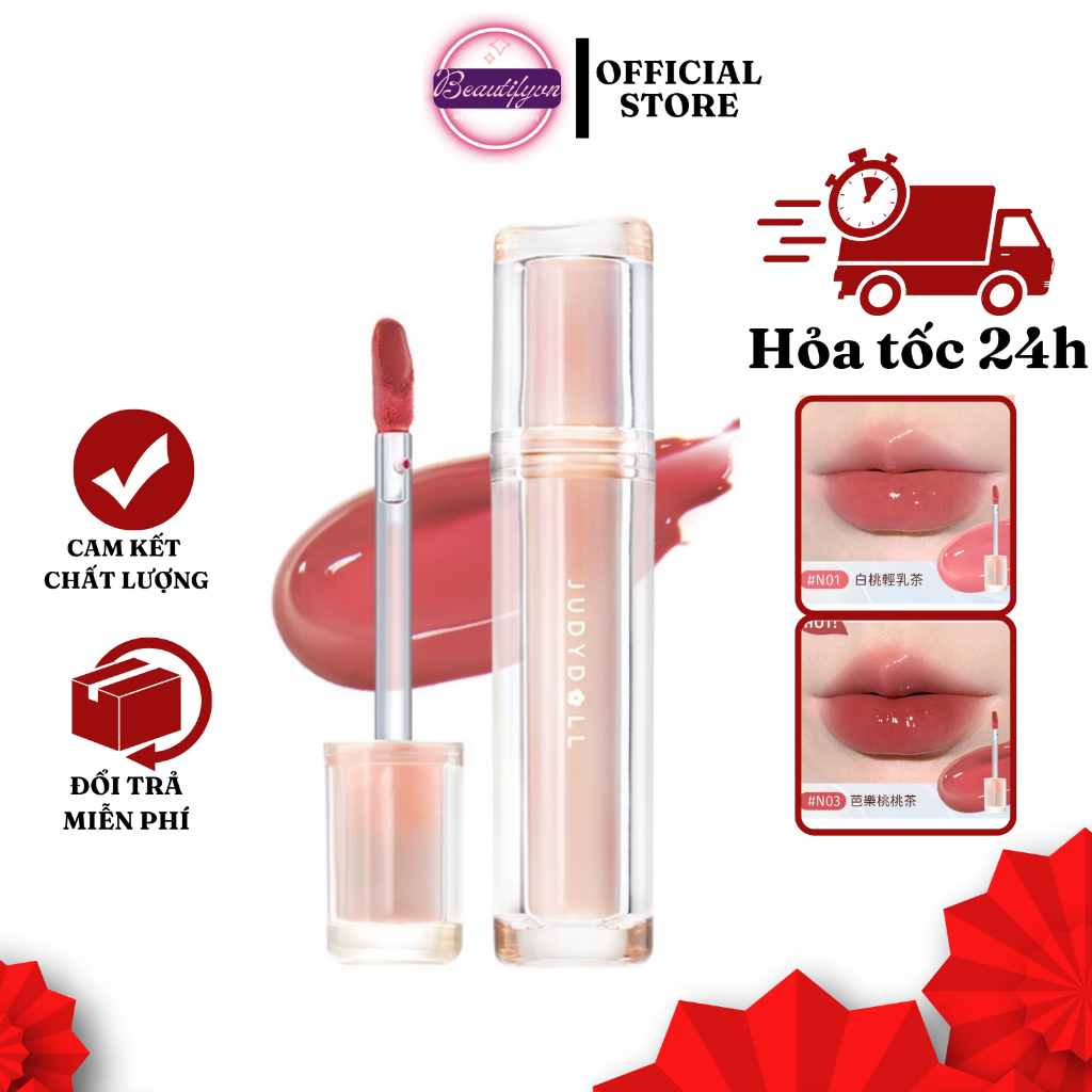 【JUDYDOLL】 Son Tint Bóng Judydoll Thủy Tinh Jelly Lip Brown Căng Mọng Tự Nhiên 3g