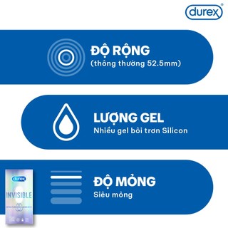 COMBO DUREX INVISIBLE LUBRICATED và DUREX INVISIBLE EXTRA THIN EXTRA SENSITIVE (10 BAO/HỘP; 52MM)