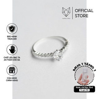 Nhẫn nữ Bạc Ta Cáo Bạc Jewellery ổ đá sáu chấu cạnh đá mini đính đá lấp lánh thanh lịch, hiện đại làm quà tặng bạn gái