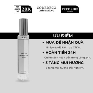 Tinh dầu nước hoa CODEDECO Matcha Chilling Day 10ml dạng xịt Dịu mát, Tươi mới, Thanh lịch
