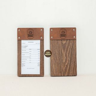 HCM l [Free khắc logo] KẸP BILL GỖ CÓ BAO DA SANG TRỌNG - LUXIDECOR HCM