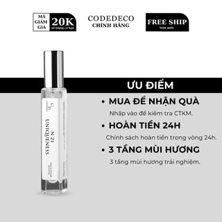 Tinh dầu nước hoa CODEDECO N21 Uniqueness Độc Đáo, Bí Ẩn 10ml