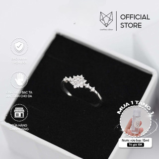 Nhẫn Bạc Ta Nữ CaoBac Silver Mặt Đính Đá Hình Bông Hoa Tuyết Mini Sáng Lấp Lánh Bền Đẹp Tinh Tế