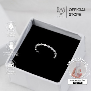 Nhẫn Bạc Ta Cho Nữ CaoBac Silver  Đính Đá Lấp Lánh Thiết Kế Dáng Chuỗi Thoi Dáng Hở Độc Đáo Cá Tính Dễ Mix Đồ