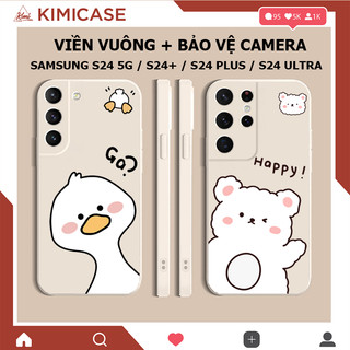 Ốp lưng samsung s24, s24+, s24 plus, s24 ultra dẻo vuông bảo vệ camera gấu
