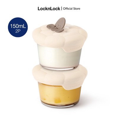 Hộp đựng thức ăn cho bé LocknLock baby food container LNG058S2IVY 2 hộp 150ml nắp hình cừu