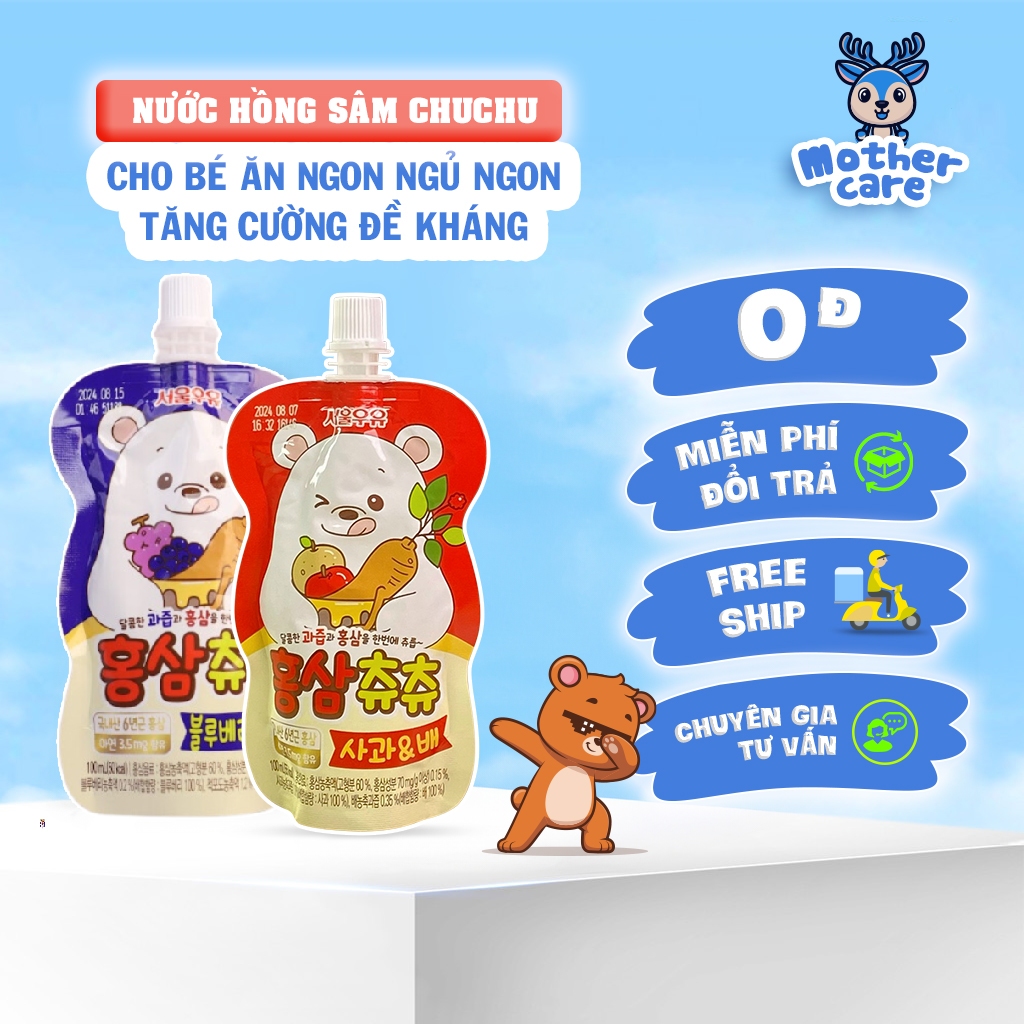 Nước Hồng Sâm Chuchu (Chu Chu) Hàn Quốc Cho Bé Giúp Bé Ăn Ngon Ngủ Ngon, Tăng Đề Kháng